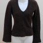 Express Sweater Small Brown Fuzzy Wool Blend Stretch V Neck Pullover Top Sz S