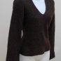 Express Sweater Small Brown Fuzzy Wool Blend Stretch V Neck Pullover Top Sz S
