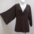 Ann Taylor Loft S Top Brown Tunic Peasant Draped 3/4 Wide Sleeve Made in USA Ann Taylor Loft S Top Brown Tunic Peasant Draped 3/4 Wide Sleeve Made in USA