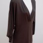 Ann Taylor Loft S Top Brown Tunic Peasant Draped 3/4 Wide Sleeve Made in USA