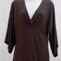 Ann Taylor Loft S Top Brown Tunic Peasant Draped 3/4 Wide Sleeve Made in USA