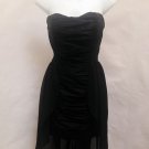 Love Culture XS Dress Black Taffeta Strapless Ruched Bodycon Sheer Hi Lo Love Culture XS Dress Black Taffeta Strapless Ruched Bodycon Sheer Hi Lo