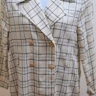 Spring Street M Blazer Black Off White Windowpane Plaid Textured Jacket Career