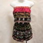 Angie S Romper Multi Color Strapless Tribal Pockets Boho Geometric