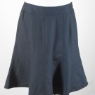 Ann Taylor Loft 2 Black Skirt Fitted Flounce Knee Length Linen Blend Career XS