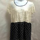 Asos Curve 22 Dress Ivory Floral Lace Navy Blue Polka Dot Plus Size