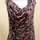 Deletta Anthropologie XS Top Purple Animal Print Cowl Neck Sleeveless