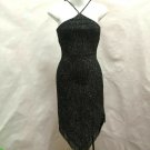 Cache 2 Black Silver Beaded Halter Sparkly Asymmetric Sexy Party Cocktail
