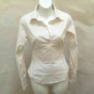 Laundry Shelli Sagal XS Top White Beaded Tuxedo Peplum Long Sleeve Shirt Tie