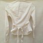 Laundry Shelli Sagal XS Top White Beaded Tuxedo Peplum Long Sleeve Shirt Tie