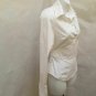 Laundry Shelli Sagal XS Top White Beaded Tuxedo Peplum Long Sleeve Shirt Tie