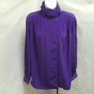 Foxcroft 10 Top Purple Pleated High Neck Hidden Button Long Sleeve Shirt Foxcroft 10 Top Purple Pleated High Neck Hidden Button Long Sleeve Shirt