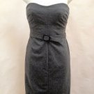 Banana Republic 0 XS Sheath Dress Gray Ponte Knit Strapless Belted Made in USA