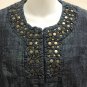 Coldwater Creek P14 Jacket Blue Chambray Denim Studded Cap Sleeve Petite Large