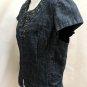 Coldwater Creek P14 Jacket Blue Chambray Denim Studded Cap Sleeve Petite Large