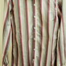 INC Mens Shirt S Slim Fit Red Gray White Striped Long Sleeve Dress Casual