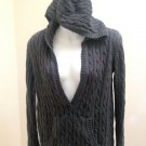 Old Navy Maternity XS Sweater Gray Cable Knit Hooded Deep V Neck Tunic Layering Old Navy Maternity XS Sweater Gray Cable Knit Hooded Deep V Neck Tunic Layering