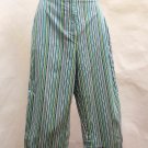Coldwater Creek 4 Pants Cropped Blue Green Striped Casual Cotton Stretch Coldwater Creek 4 Pants Cropped Blue Green Striped Casual Cotton Stretch