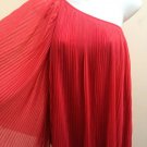Topshop 2 One Shoulder Top Coral Pink Knife Pleat Wide Sleeve Tunic UK 6 Festive