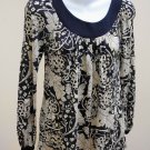 Ella Moss XS Top Black White Tribal Floral Tunic Shirt