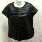 Sparkle & Fade M Top Black Faux Leather Short Sleeve Shirt Urban Outfitters