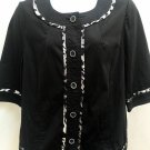 Maggie Barnes Plus Size 0X 16W Black Jacket Blazer Animal Print Trim 3/4 Sleeve