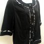 Maggie Barnes Plus Size 0X 16W Black Jacket Blazer Animal Print Trim 3/4 Sleeve