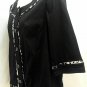 Maggie Barnes Plus Size 0X 16W Black Jacket Blazer Animal Print Trim 3/4 Sleeve