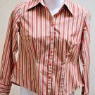 Ann Taylor 2P Top Striped Fitted Cotton Long Sleeve Button Down Career Shirt Ann Taylor 2P Top Striped Fitted Cotton Long Sleeve Button Down Career Shirt