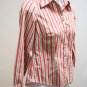 Ann Taylor 2P Top Striped Fitted Cotton Long Sleeve Button Down Career Shirt