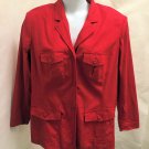 Newport News Jeanology 16W Jacket Red Linen Blend Pockets Plus Size Newport News Jeanology 16W Jacket Red Linen Blend Pockets Plus Size