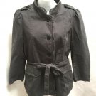 Ann Taylor Loft 6 Safari Military Jacket Gray Belted Epaulets Pockets