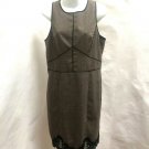 Adrianna Papell 12 Sheath Dress Black Beige Houndstooth Lace Trim Sleeveless Adrianna Papell 12 Sheath Dress Black Beige Houndstooth Lace Trim Sleeveless