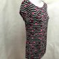 Ann Taylor Loft S Top Black White Pink Geometric Boat Neck Stretch Shirt