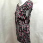 Ann Taylor Loft S Top Black White Pink Geometric Boat Neck Stretch Shirt