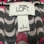 Ann Taylor Loft S Top Black White Pink Geometric Boat Neck Stretch Shirt