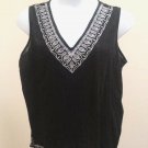 Avenue 18 20 Top Black White Embroider Geometric Tribal V-Neck Tank Plus Size 1X