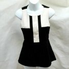 Banana Republic 0 Top Black Ivory Color Block Peplum Ponte Knit Sleeveless New