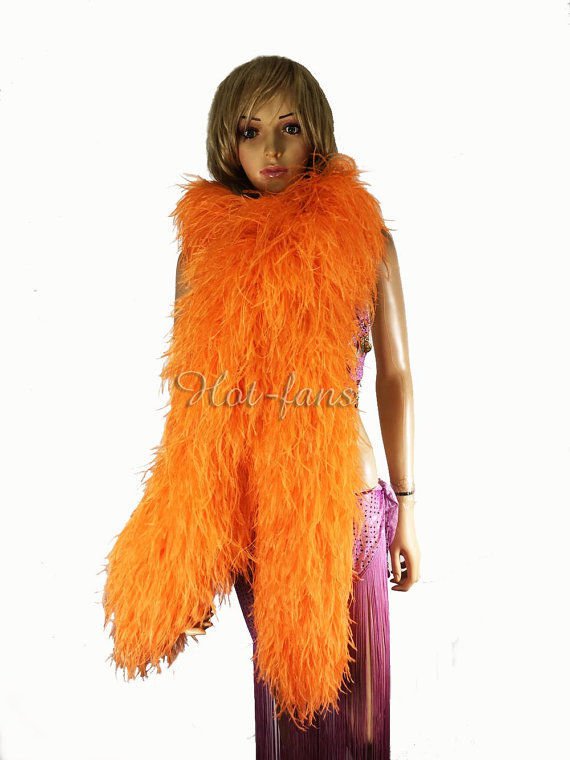 20 ply Orange Ostrich Feather Boa 71" (180 cm) long luxurious and fluffy