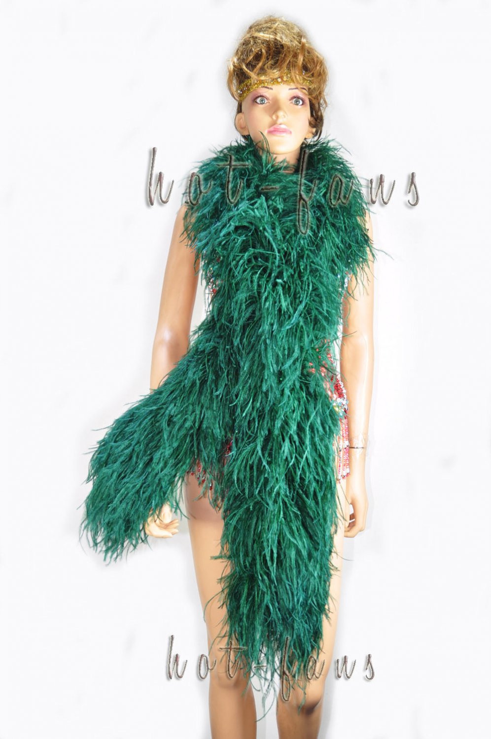 12 ply forest green Ostrich Feather Boa 71" long (180 cm) Luxury and fluff