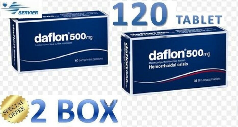 DAFLON 500mg 120 tabs Varicose Heavy Swollen Tired Legs Hemorrhoids, EXPIRE 2023