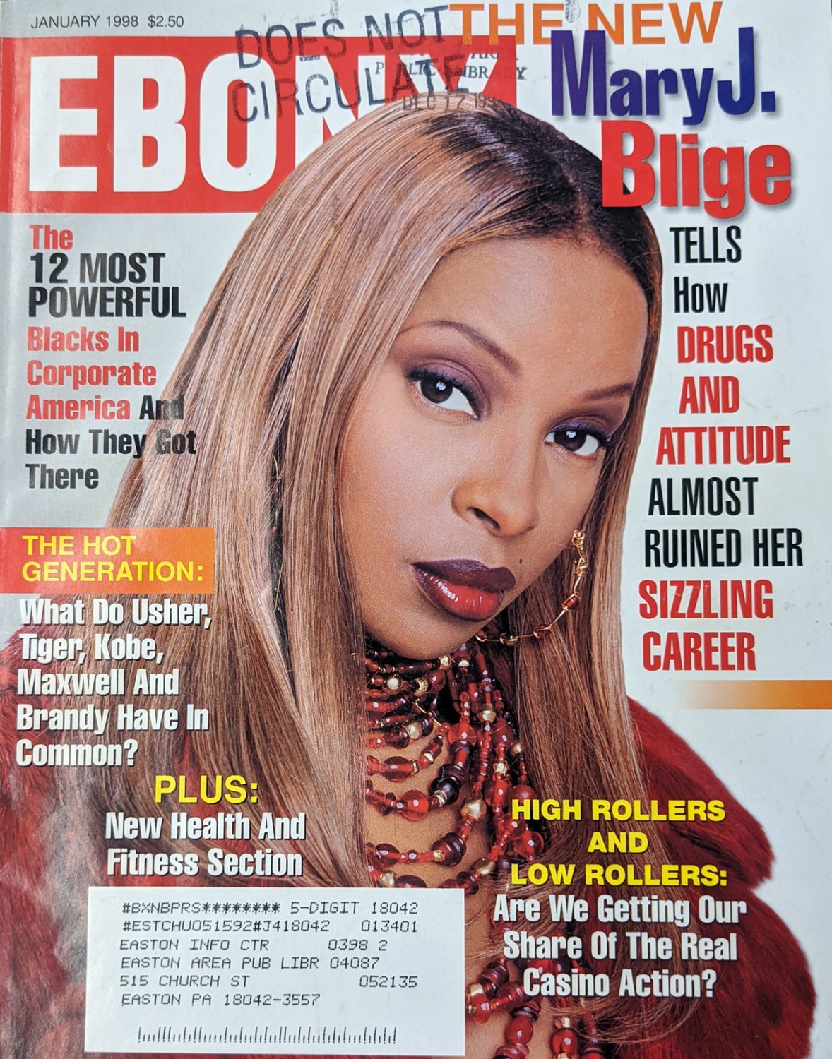 EBONY MAGAZINE JANUARY 1998 - MARYJ. BLIGE COVER