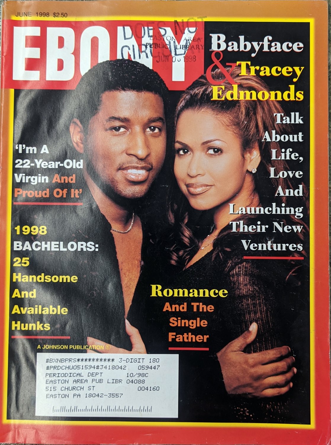 EBONY MAGAZINE JUNE 1998 - BABYFACE AND TRACEY EDMONDS COVER