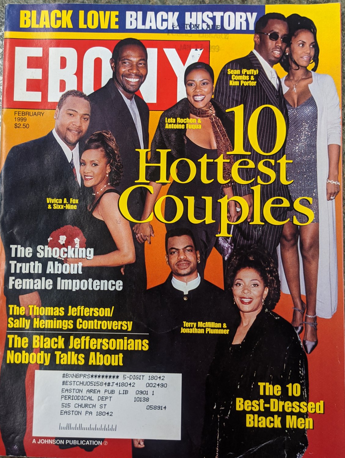 EBONY MAGAZINE FEBRUARY 1999 - 10 HOTTEST COUPLES COVER