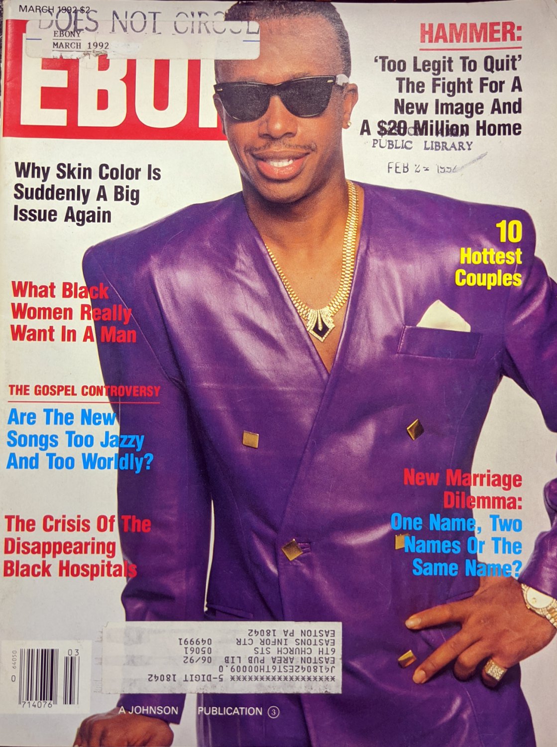 Ebony magazine march 1992 - hammer cover.