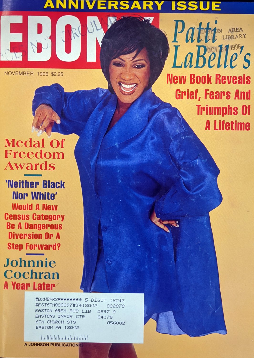 EBONY MAGAZINE NOVEMBER 1996 - PATTI LABELLE COVER