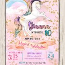Rainbow Unicorn Birthday Party Invitation