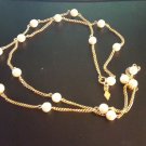 Vintage 1976 Sarah Coventry Patrician Necklace,Goldtone Chain with Faux Pearls