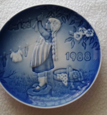 Vintage Bing & Grondal Hand Painted Children's Day Plate - 1988 Wash Day Special