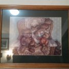 Janet Kruskamp Double Matted & Framed "Lounging Around" Art Print 18.5 x 22.5